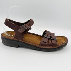 NAOT Brown Leather Sandal Comfort Adjustable Straps  Boho 40